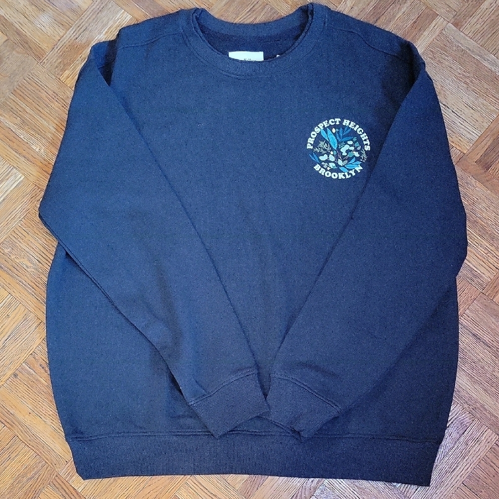 Goodfellow & Co Black Graphic Crewneck Sweater Prospect Heights Size Large NWT